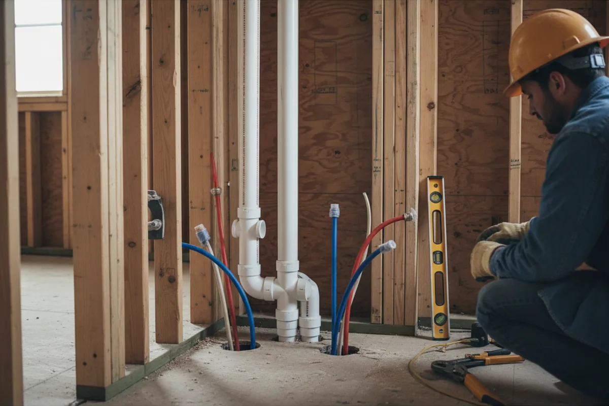 Drain and supply rough-in during Garbage Disposal Repair in Flatonia
